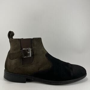 Bruno Magli Zipolo Two Tone Suede Pull On Ankle Boots Size Mens Size 9 M Buckle